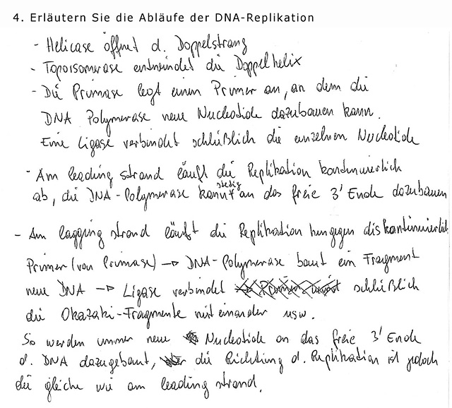 Prüfungsfrage Molekularbiologie: Erläutern Sie die Abläufe der DNA-Replikation